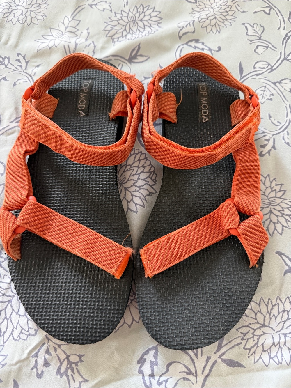 TOP Moda Orange Strappy Sport Sandals for Women — Adjustable Velcro